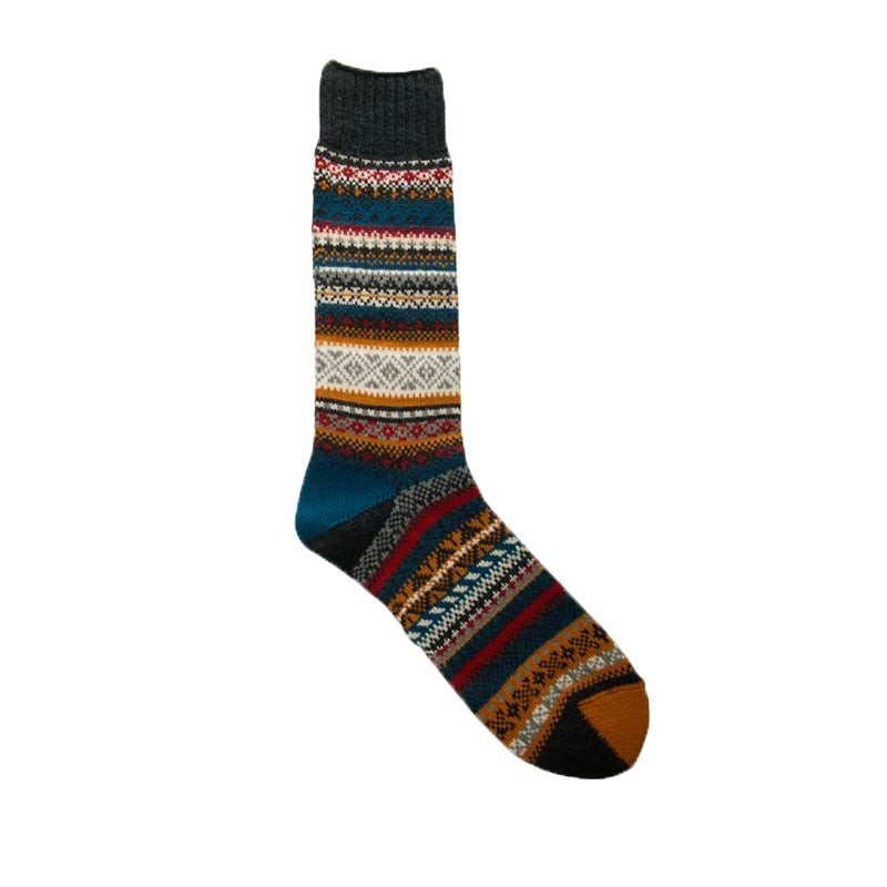 Japanese-Style Workwear Long Socks Ami Khaki Retro Ethnic Mid-Calf Socks Trendy Brand Cotton Thick Line Red Wing Socks - Image 5