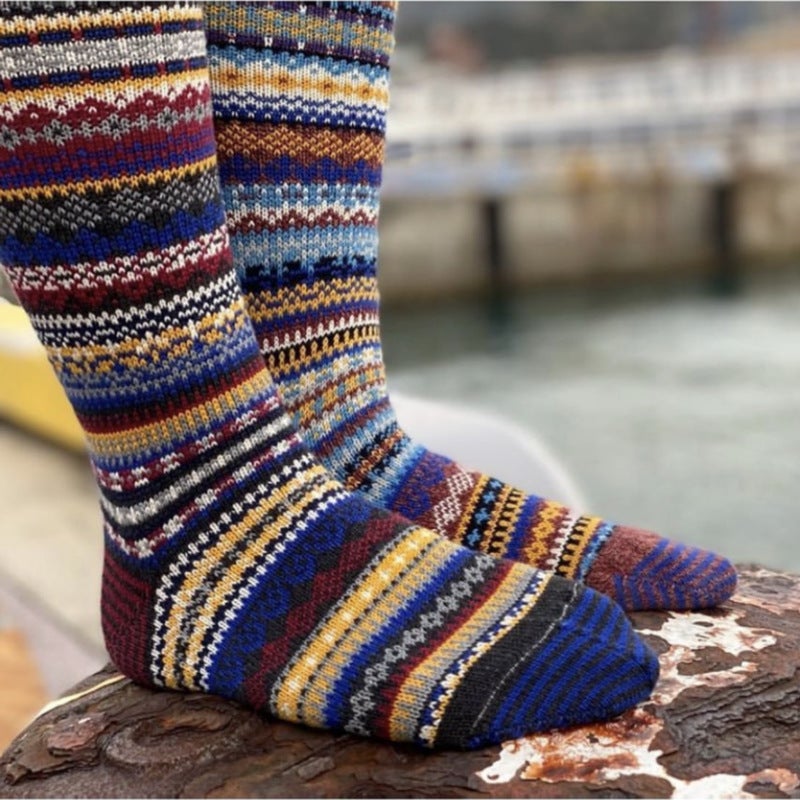Japanese-Style Workwear Long Socks Ami Khaki Retro Ethnic Mid-Calf Socks Trendy Brand Cotton Thick Line Red Wing Socks - Image 2