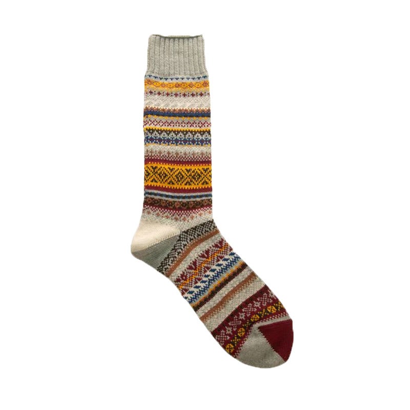 Japanese-Style Workwear Long Socks Ami Khaki Retro Ethnic Mid-Calf Socks Trendy Brand Cotton Thick Line Red Wing Socks - Image 4