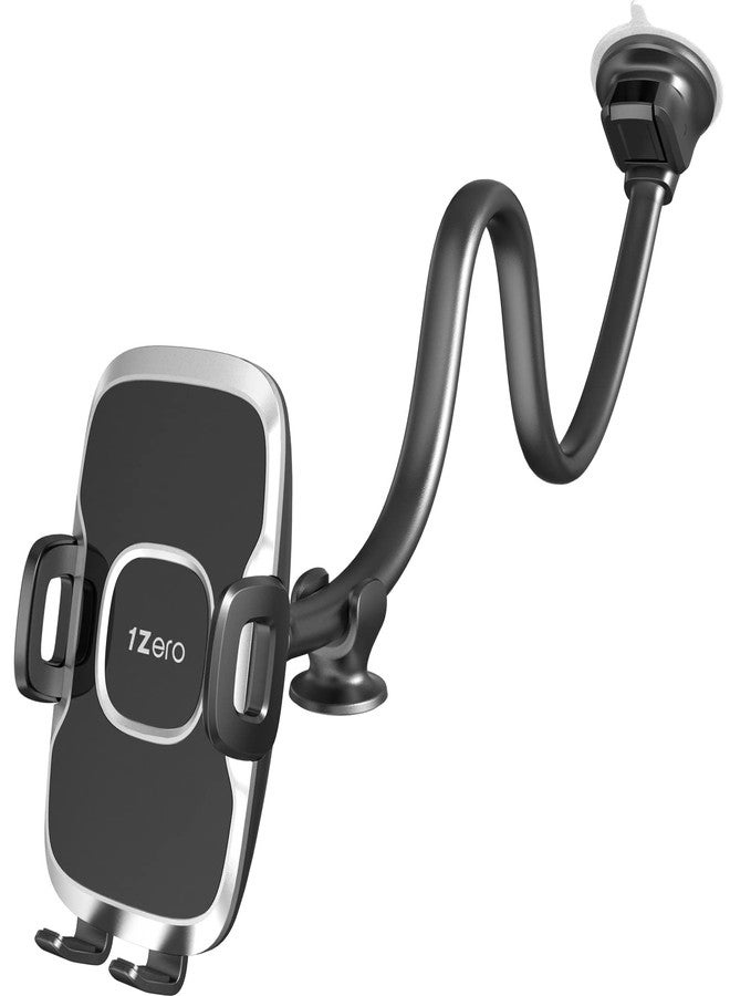 1Zero Solid Car Truck Phone Mount Holder with 14-Inch Gooseneck Long Arm, Windshield Window Mobile Holders w/Industrial-Strength Suction Cup, Anti-Shake Stabilizer Compatible All Cell Phones iPhone - Image 1