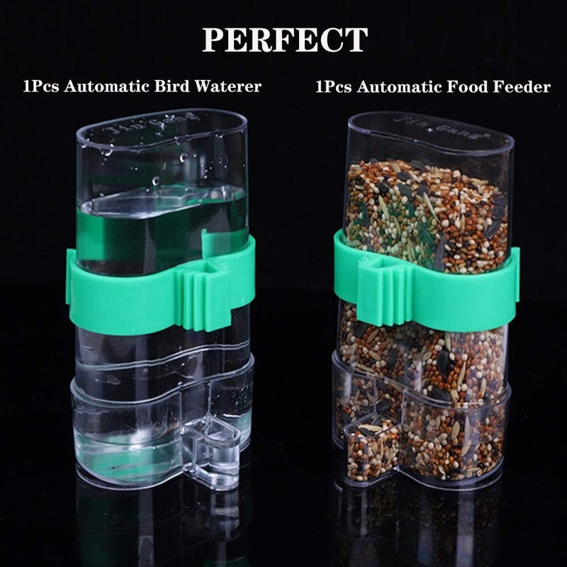Seneme [2 Pack] Automatic Bird Water Dispenser for Cage, Birds Clear Dispenser Food Feeder, Bird Food Feeder for Cage with 1 Pcs Plastic Fruit Vegetable Feeder - Image 5