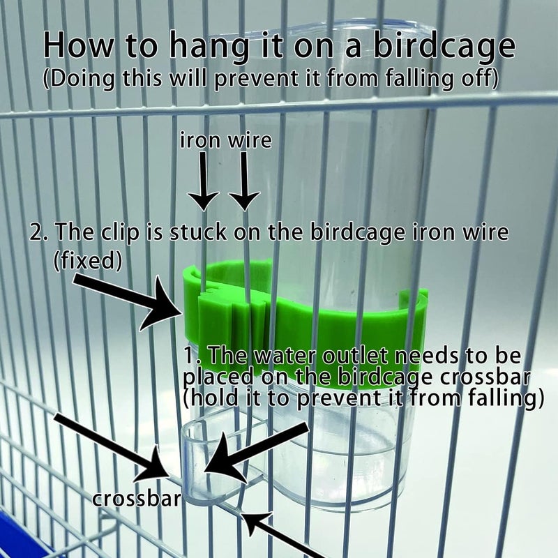 Seneme [2 Pack] Automatic Bird Water Dispenser for Cage, Birds Clear Dispenser Food Feeder, Bird Food Feeder for Cage with 1 Pcs Plastic Fruit Vegetable Feeder - Image 3