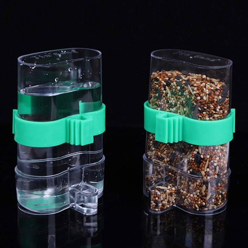Seneme [2 Pack] Automatic Bird Water Dispenser for Cage, Birds Clear Dispenser Food Feeder, Bird Food Feeder for Cage with 1 Pcs Plastic Fruit Vegetable Feeder - Image 1