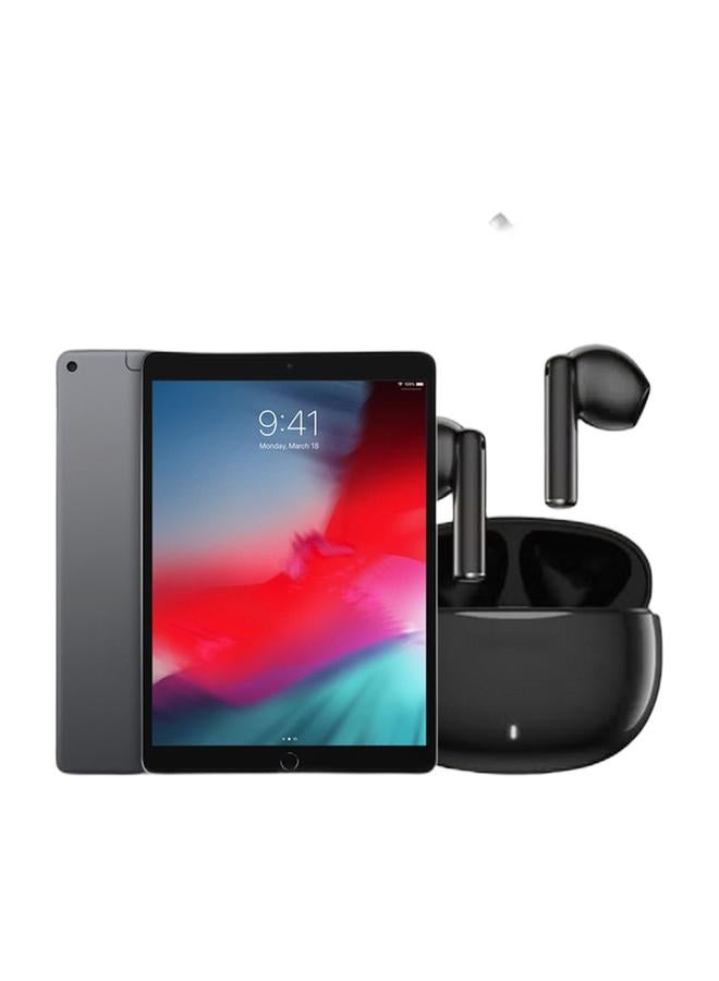 Apple Renewed - iPad Air 2019 (3rd Gen) 10.5-Inch 256GB Wi-Fi 4G LTE Space Gray With Facetime & Renewed - True Wireless Stereo Earbuds, Bluetooth 5.3, 13mm Drivers, AI Call Noise Reduction, 20 Hours Playtime, USB-C Charging, Lightweight - Black , with 1-Year Replacement Warranty Bundle - Image 1