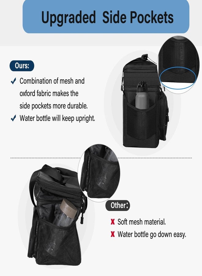 TENKIST Expandable Large Lunch Box, Double Deck Insulated Lunch Cooler Bag Heavy Duty Leakproof Lunch Pail for Men Adults Work Office Outdoor Picnic Trips,16L,Black - Image 3