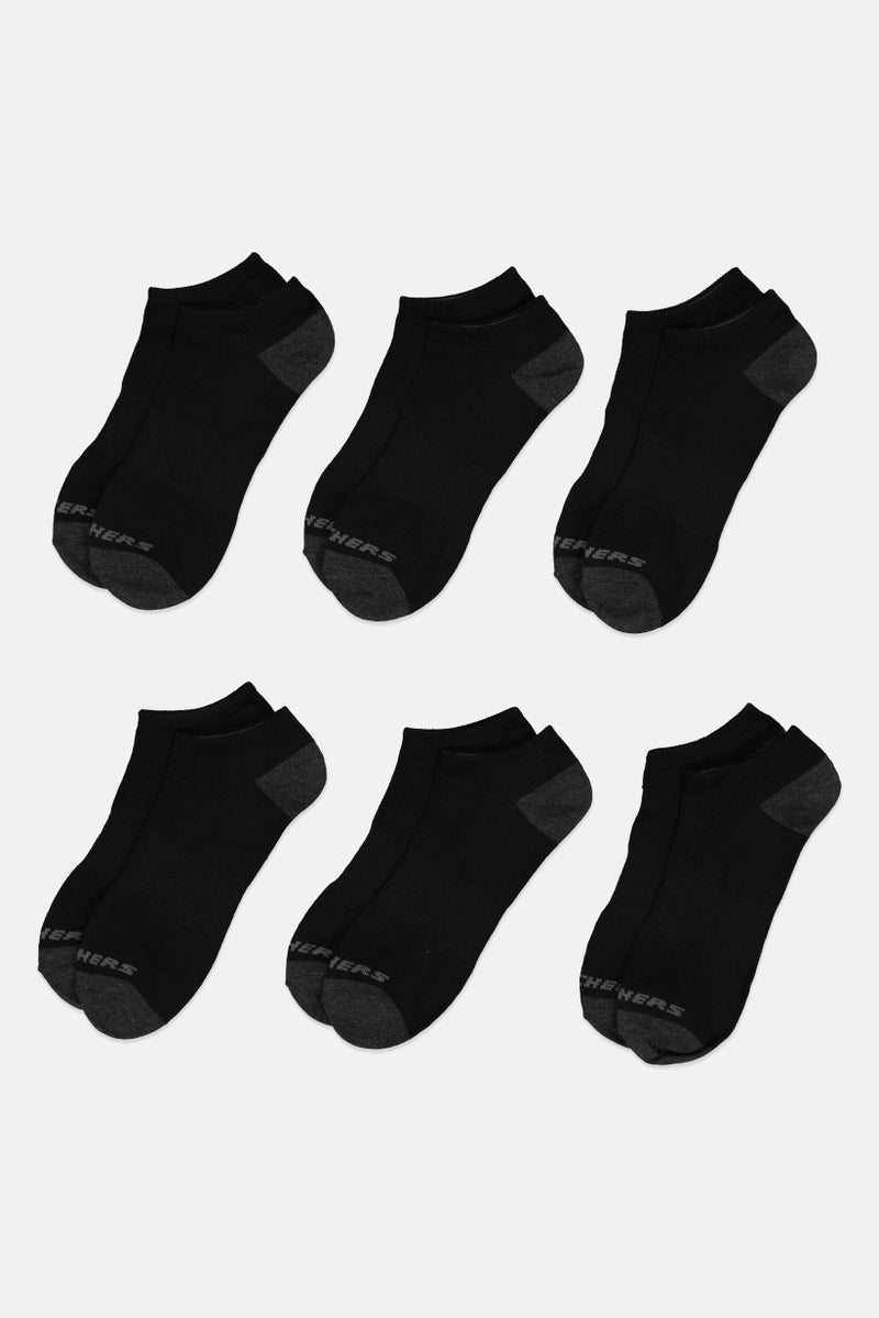 SKECHERS Men 6 Pairs Brand Logo Ankle Sock, Black - Image 2