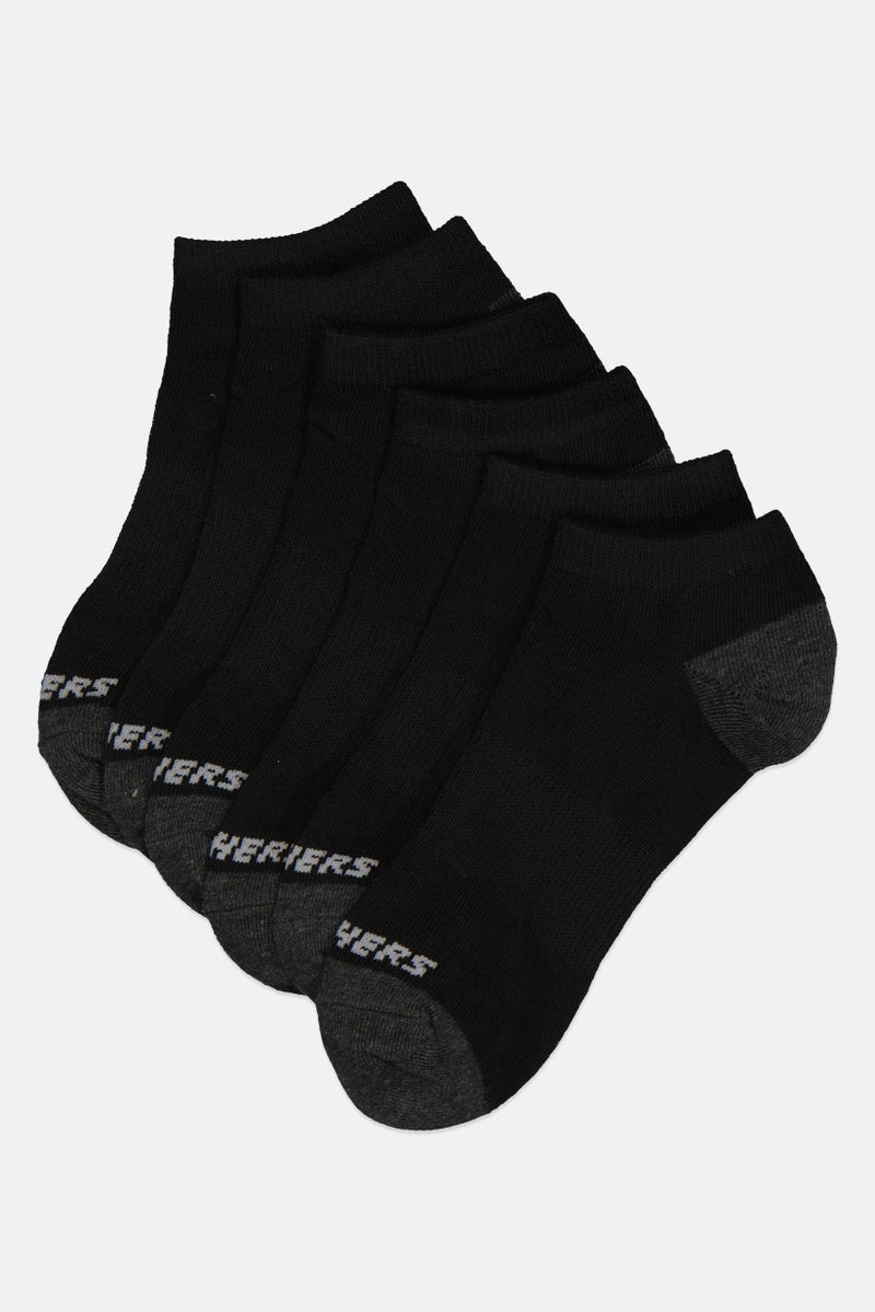 SKECHERS Men 6 Pairs Brand Logo Ankle Sock, Black - Image 1