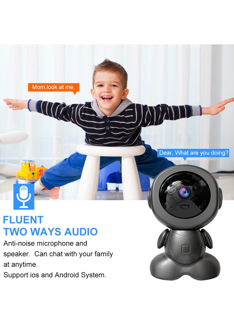 كاميرا روبوت واي فاي داخلية، صوت ثنائي الاتجاه، دوران بانورامي 360 درجة، اتصال صوتي متنقل لمراقبة - Image 3