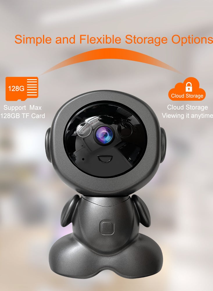 كاميرا روبوت واي فاي داخلية، صوت ثنائي الاتجاه، دوران بانورامي 360 درجة، اتصال صوتي متنقل لمراقبة - Image 4