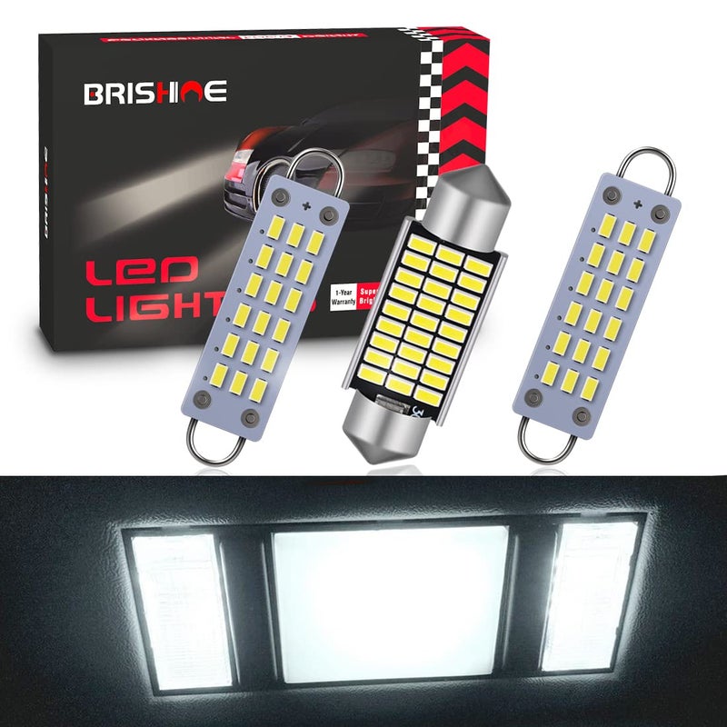 BRISHINE Extremely Bright White Interior Dome Map LED Bulbs Compatible with Chevy Silverado C1500 K1500 Pickup  GMC Sierra 1988 1989 1990 1991 1992 1993 1994 1995 1996 1997 1998 Pack of 3
