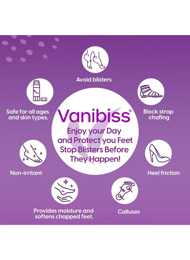 Vanibiss - Foot Anti Blister Balm Foot Blister Prevention Anti Friction Balm Stick And Foot Chafing Relief Heel Blister Blocker Prevent Shoe Strap Friction Natural Foot Care (0.45Oz) - Image 1