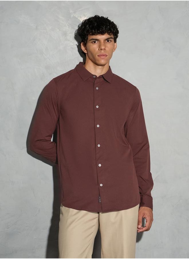 Technosport Technosport Solid 2-Way Stretch Long Sleeve Regular Fit Shirt  - Image 1