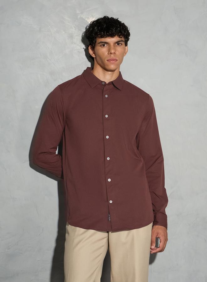 Technosport Solid 2-Way Stretch Long Sleeve Regular Fit Shirt - Image 1