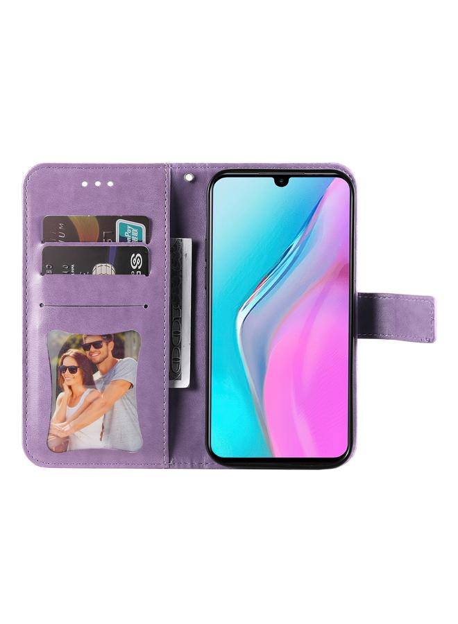 اس-توب جراب لهاتف Infinix Note 11، مصنوع من الجلد بتصميم نقش زهور 7 بتلات، قابل للطي أفقيًا - Image 4