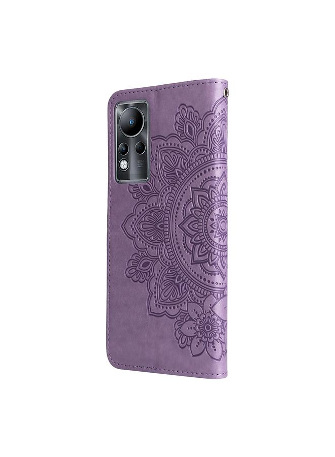 اس-توب جراب لهاتف Infinix Note 11، مصنوع من الجلد بتصميم نقش زهور 7 بتلات، قابل للطي أفقيًا - Image 3