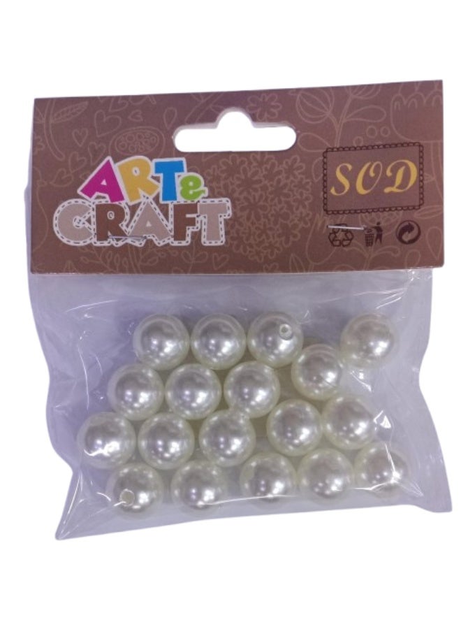 White Pearl Beads  – Perfect for Craft Projects, Garland, Beadwork, Vase Filler and More – Round Bead with Hole is Easy to String