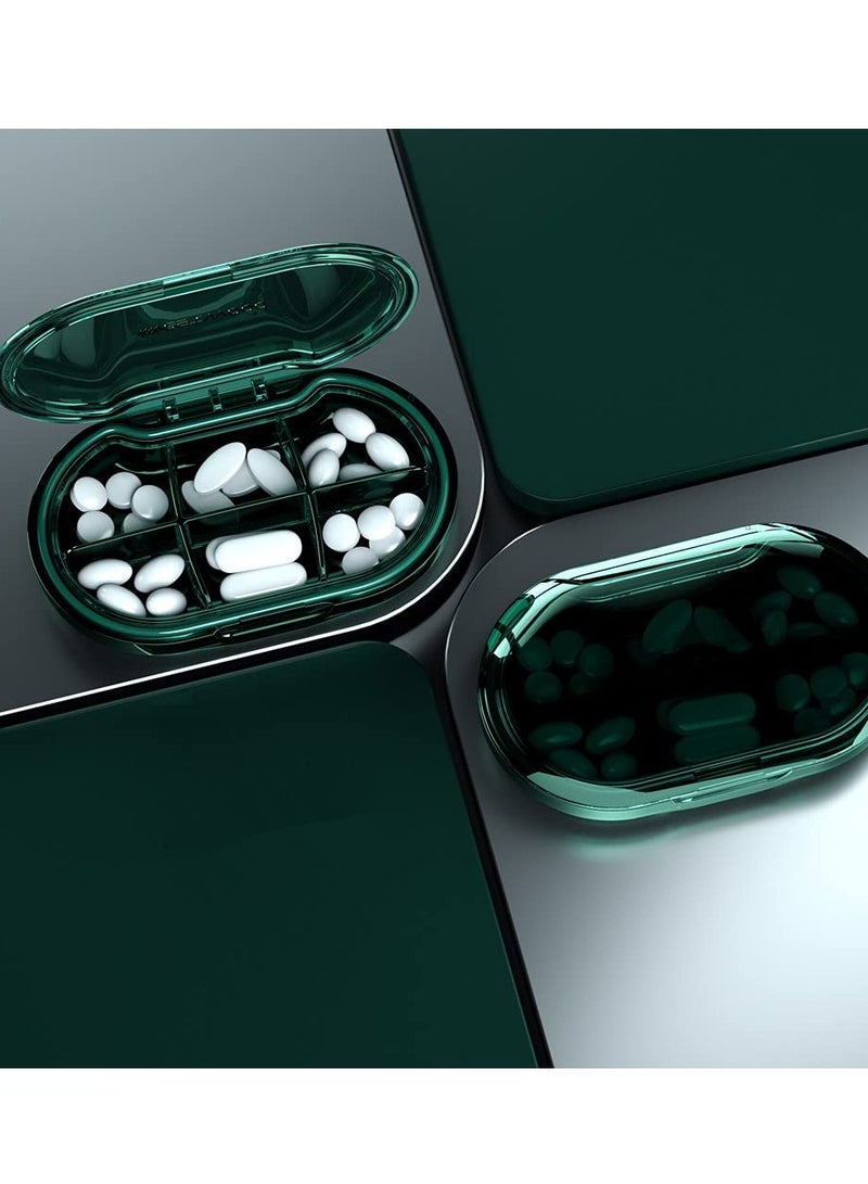 Portable Pill Box, Daily Medicine Supplement Organizer Weekly Pill Case Premium BPA Free Material,with 6 Compartments to Hold Vitamins Pill Box  (Dark Green) - Image 2