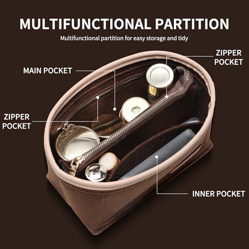 Doxo Purse Organizer Insert for Handbags & Felt Tote Bag Fit LV Speedy 20,Alma BB,Petit Noe More(S-Brown) - Image 5