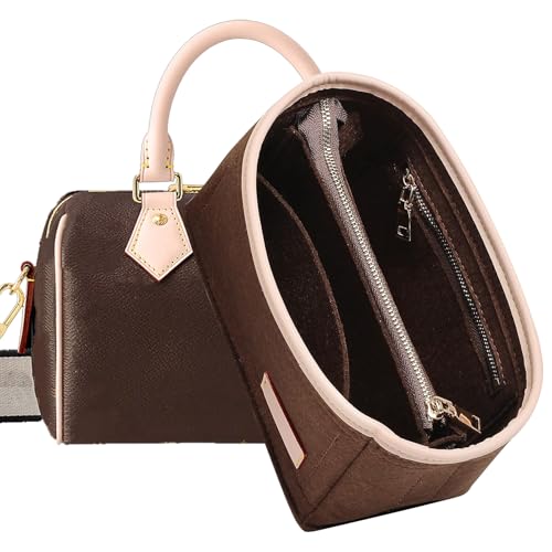 Doxo Purse Organizer Insert for Handbags & Felt Tote Bag Fit LV Speedy 20,Alma BB,Petit Noe More(S-Brown) - Image 1