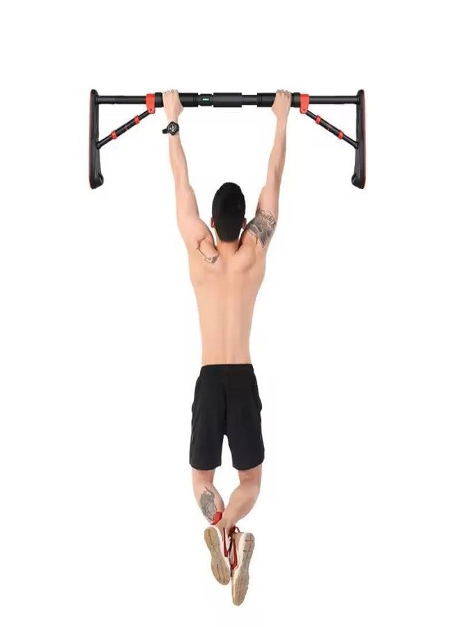 GREEYA Pull up bar for home - 70 to 90 cm Adjustable Door Pull Up Bar Without Screw Anti-skid Grip Hanging Bar Rod Exercise Bar (Black+Red) - Image 2