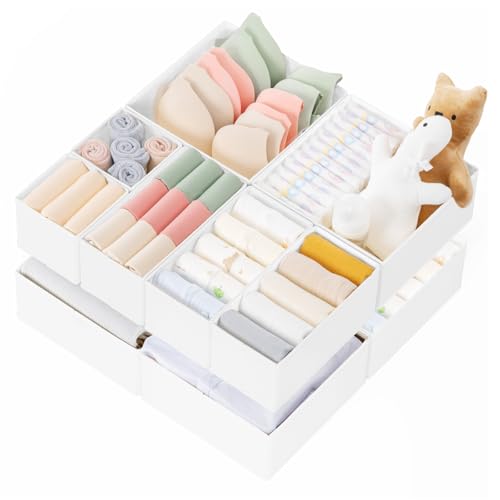 Criusia Drawer Organizer Clothes, 10 Pack Dresser Organizer for Baby Clothes, Underwear, Sock- Foldable Closet Organization and Storage Dividers Bins for Nursery, Bedroom (White) - Image 1