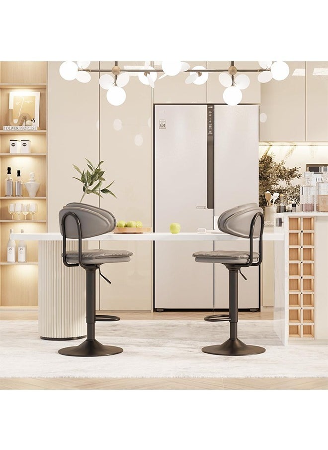 Generic - Counter Height Barstools Set of 2 High Back Height Adjustable Kitchen Island Bar Stool Stable Comfortable Chair Seating with Footrest for Home Pub Cafe - Image 1