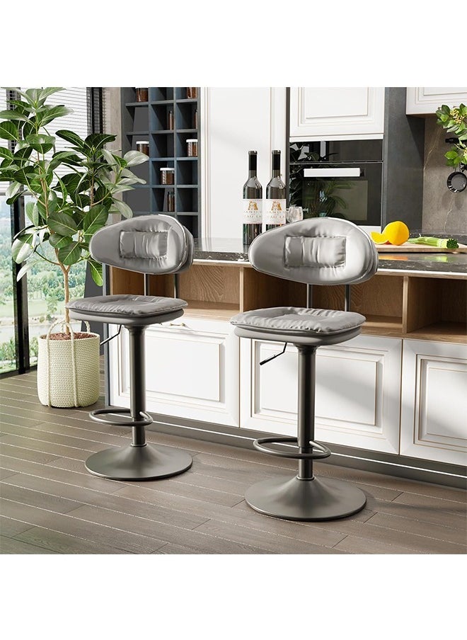 Generic - Counter Height Barstools Set of 2 High Back Height Adjustable Kitchen Island Bar Stool Stable Comfortable Chair Seating with Footrest for Home Pub Cafe - Image 1