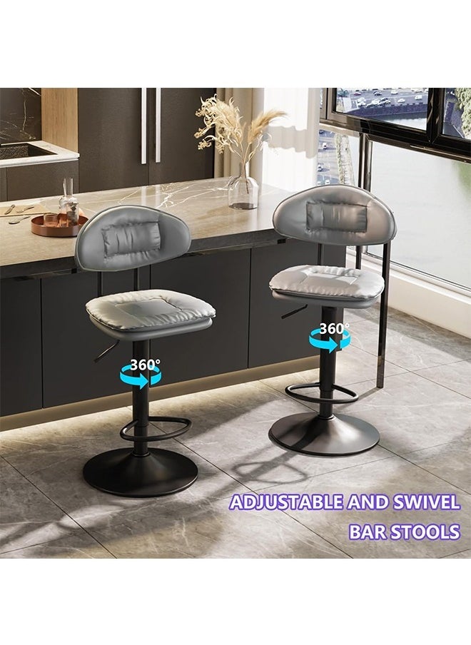Generic - Counter Height Barstools Set of 2 High Back Height Adjustable Kitchen Island Bar Stool Stable Comfortable Chair Seating with Footrest for Home Pub Cafe - Image 1