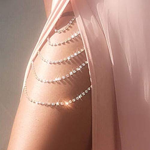 REETAN Leg Jewelry Thigh Rhinstone Body Chain for Women（A-Gold） - Image 1