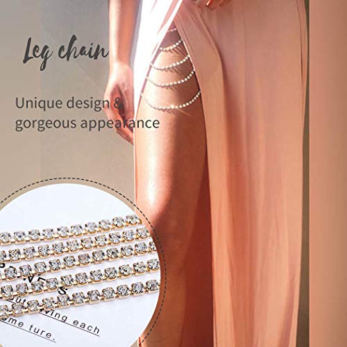 REETAN Leg Jewelry Thigh Rhinstone Body Chain for Women（A-Gold） - Image 5