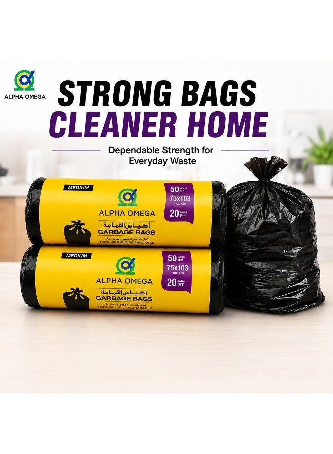 Alpha Omega 50 Gallon Heavy Duty Garbage Bags Trash Bags, Pack of 2 - Image 2