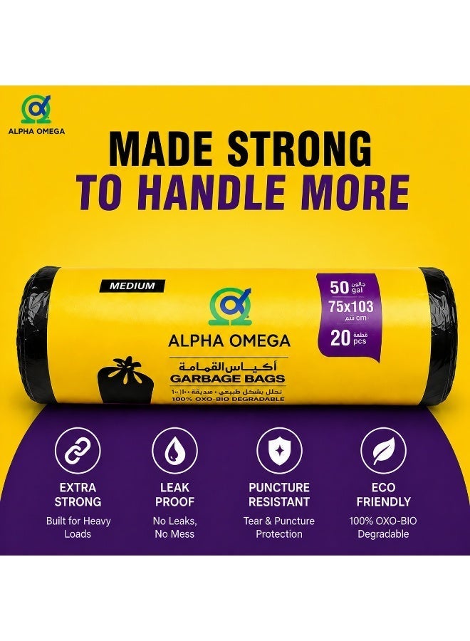 Alpha Omega 50 Gallon Heavy Duty Garbage Bags Trash Bags, Pack of 2 - Image 3