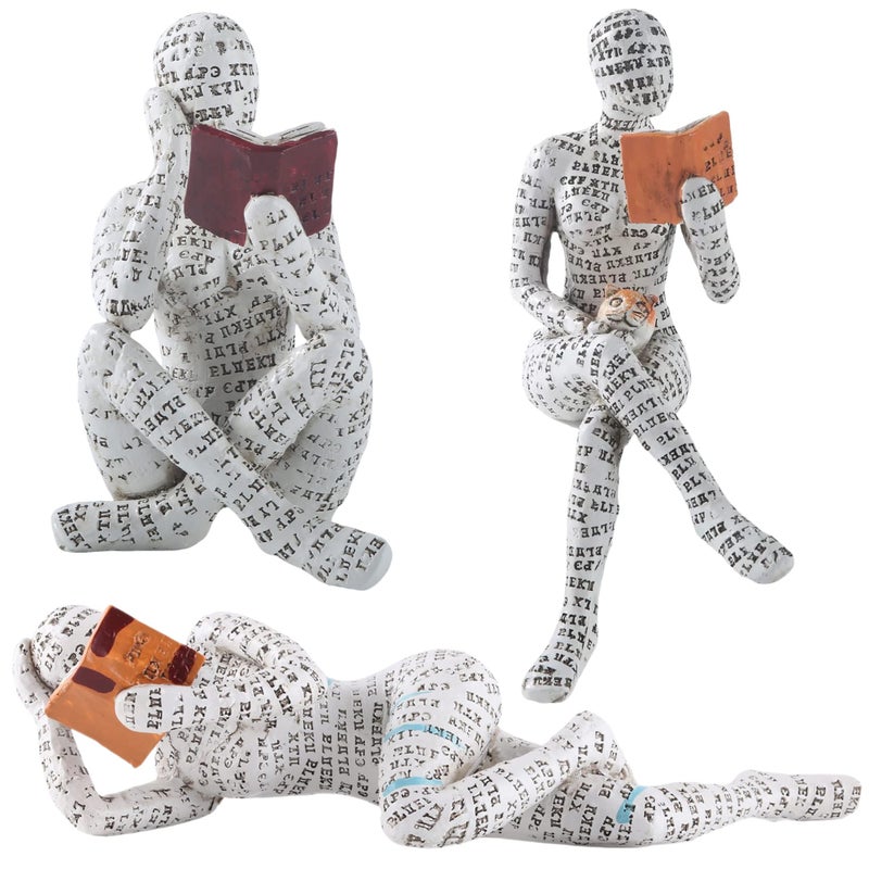 GRAPMKTG Home Decor Pulp Reading Women Thinker Statue Aesthetic Sculpture Room Decor Modern Abstract Decoration on Shelf Table Desk 3 Pack