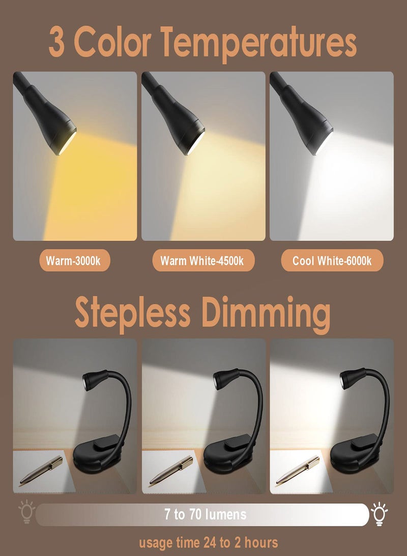 Beauenty Rechargeable LED Book Light with 3 Color Temperatures, Portable Clip-On Reading Lamp for Bed, Ideal Gift for Book Lovers, Stepless Dimming Book Accessories - Image 4