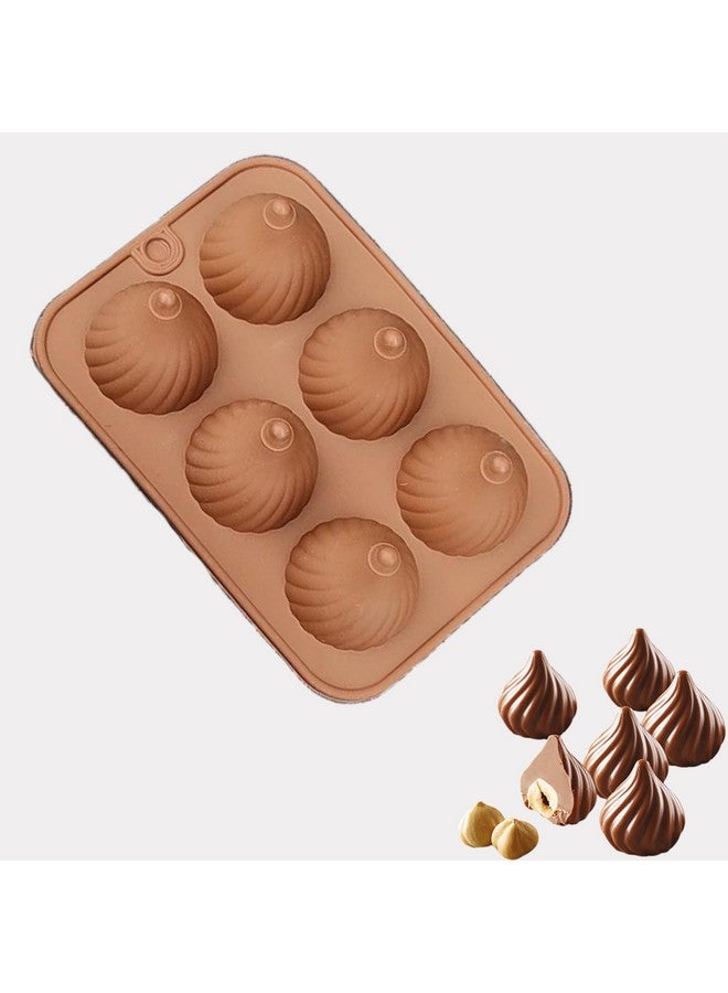 MoldBerry MoldBerry Silicone Chocolate Mould | 6 Cavity Silicone Modak Shape Chocolate Mould | Modak Filling Mould for Brownie, Cake, Cookie, Fondant, Candy, Pudding (Multicolor - PK1) - Image 1