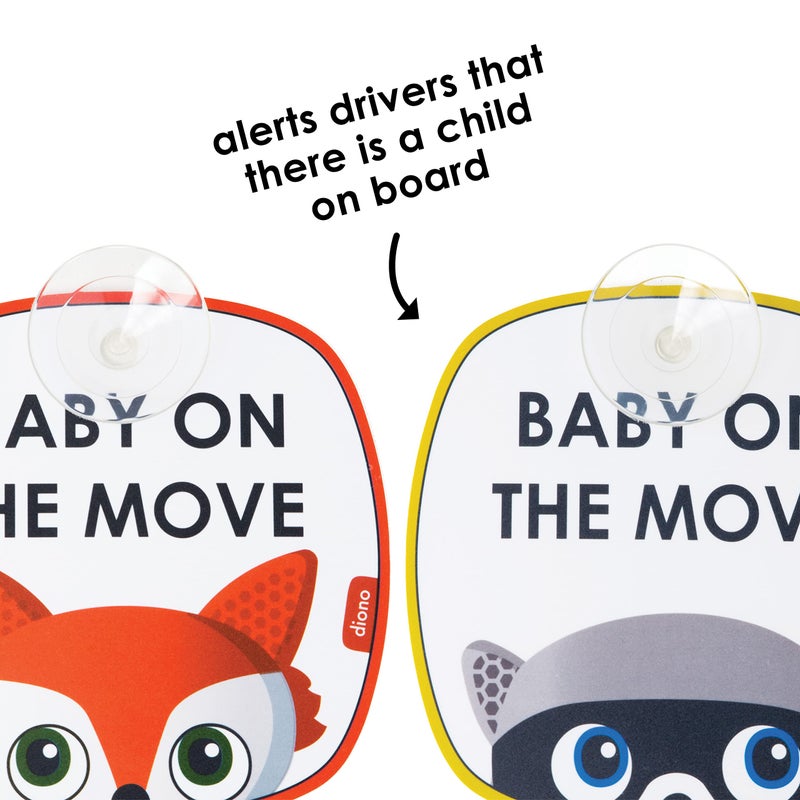 Diono Baby On The Move 2 Pack of Baby On Board Car Window Stickers with Suction Cups - Image 3
