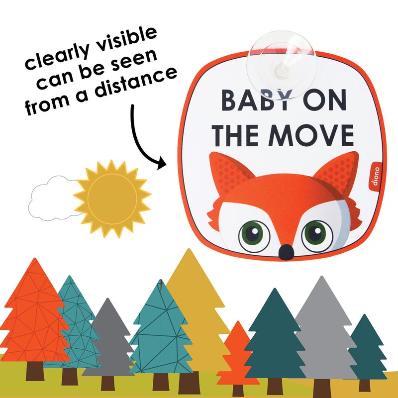 Diono Baby On The Move 2 Pack of Baby On Board Car Window Stickers with Suction Cups - Image 4