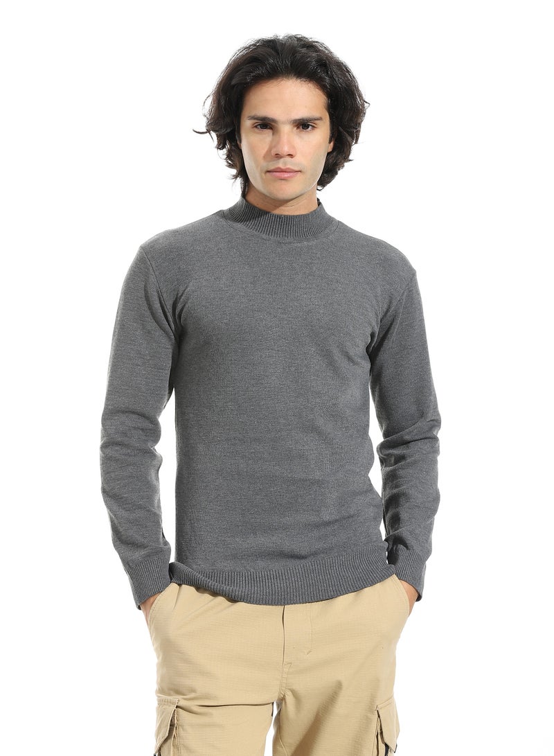 Andora Long Sleeves Half High Collar Pullover_Dark Grey - Image 1