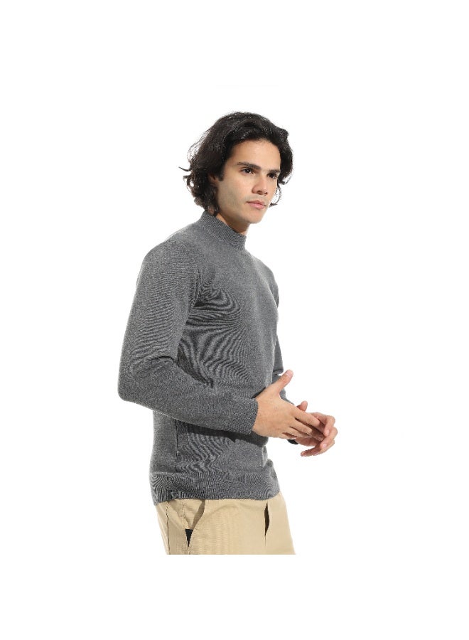 Andora Long Sleeves Half High Collar Pullover_Dark Grey - Image 4