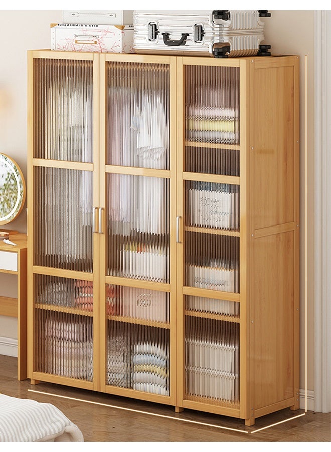 زي سي إم - هابي شماعة معاطف لغرفة النوم، خزانة ملابس منزلية، قماش جانبي فاخر، بني فاتح مع أرفف متعددة، 160*44*120 سم - Image 1