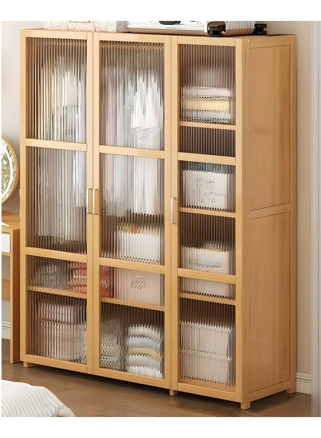 زي سي إم - هابي شماعة معاطف لغرفة النوم، خزانة ملابس منزلية، قماش جانبي فاخر، بني فاتح مع أرفف متعددة، 160*44*120 سم - Image 3