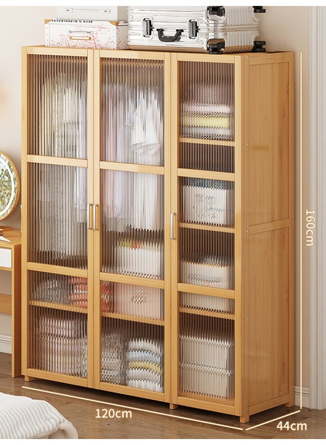 زي سي إم - هابي شماعة معاطف لغرفة النوم، خزانة ملابس منزلية، قماش جانبي فاخر، بني فاتح مع أرفف متعددة، 160*44*120 سم - Image 2