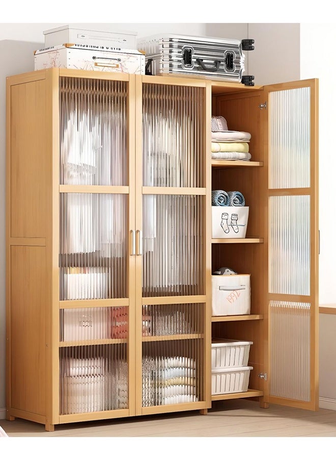 زي سي إم - هابي شماعة معاطف لغرفة النوم، خزانة ملابس منزلية، قماش جانبي فاخر، بني فاتح مع أرفف متعددة، 160*44*120 سم - Image 4