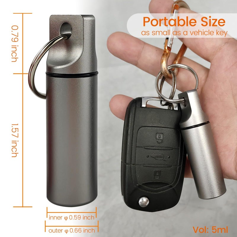LETAOWJ Small Pill Organizer Box Waterproof Keychain Pill Holder Portable Travel Pill Container Metal Case with Keyring for Outdoor Camping Travel - Image 2