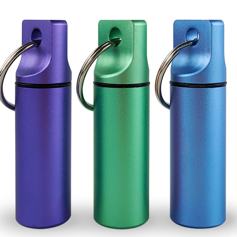 LETAOWJ Small Pill Organizer Box Waterproof Keychain Pill Holder Portable Travel Pill Container Metal Case with Keyring for Outdoor Camping Travel - Image 1