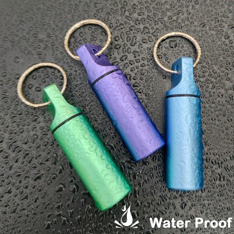 LETAOWJ Small Pill Organizer Box Waterproof Keychain Pill Holder Portable Travel Pill Container Metal Case with Keyring for Outdoor Camping Travel - Image 3