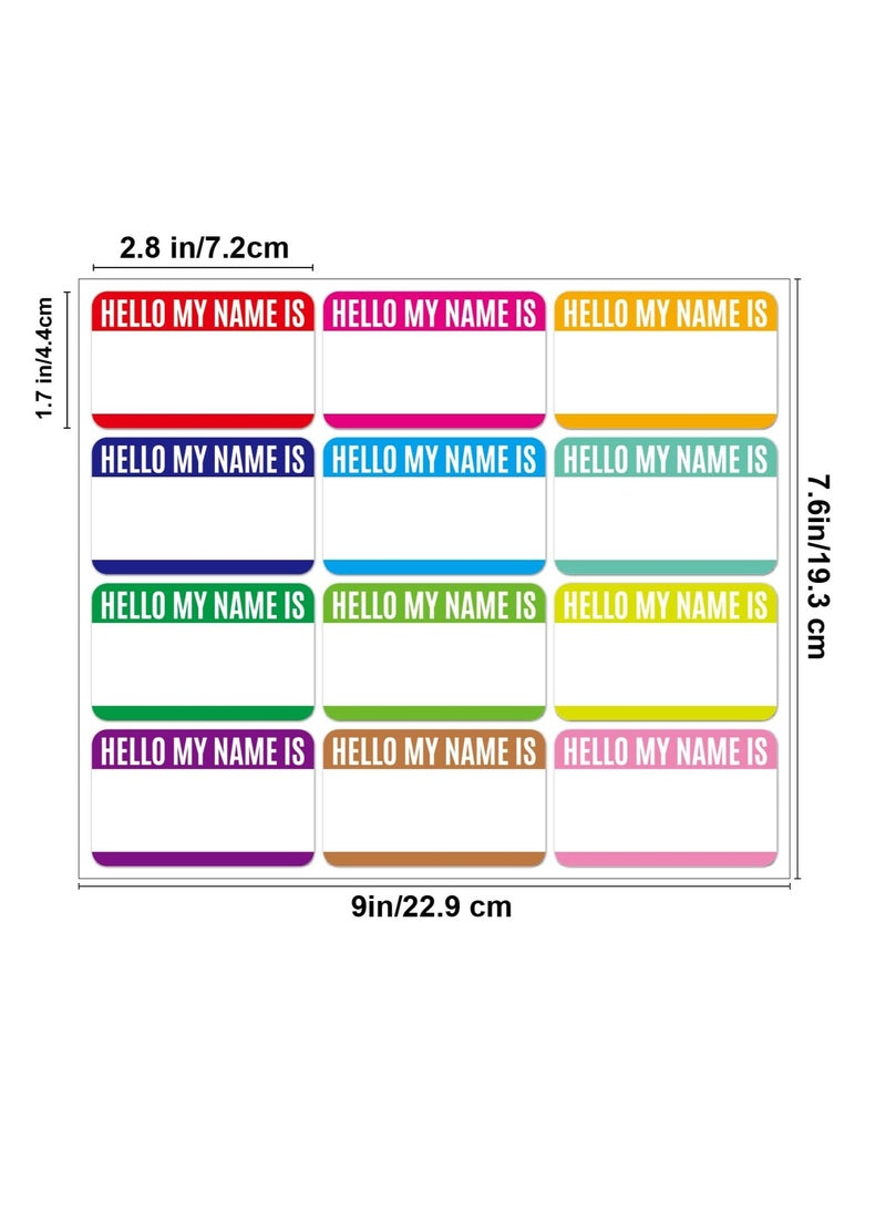 SYOSI Name Tag Stickers, "Hello My Name is" Stickers 12 Colors, Waterproof Name Tags for Clothes, Schoolbag, Cups, Name Stickers Supplies for Themed Party Family Home School Office, 96 Pcs - Image 2