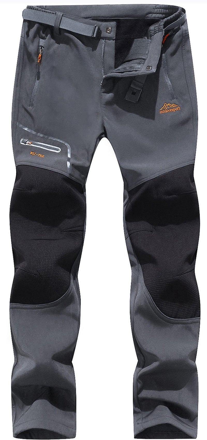 BenBoy Mens Snow Ski Outdoor Waterproof Windproof Fleece Cargo Hiking PantsANSF1602MDarkgrey1L