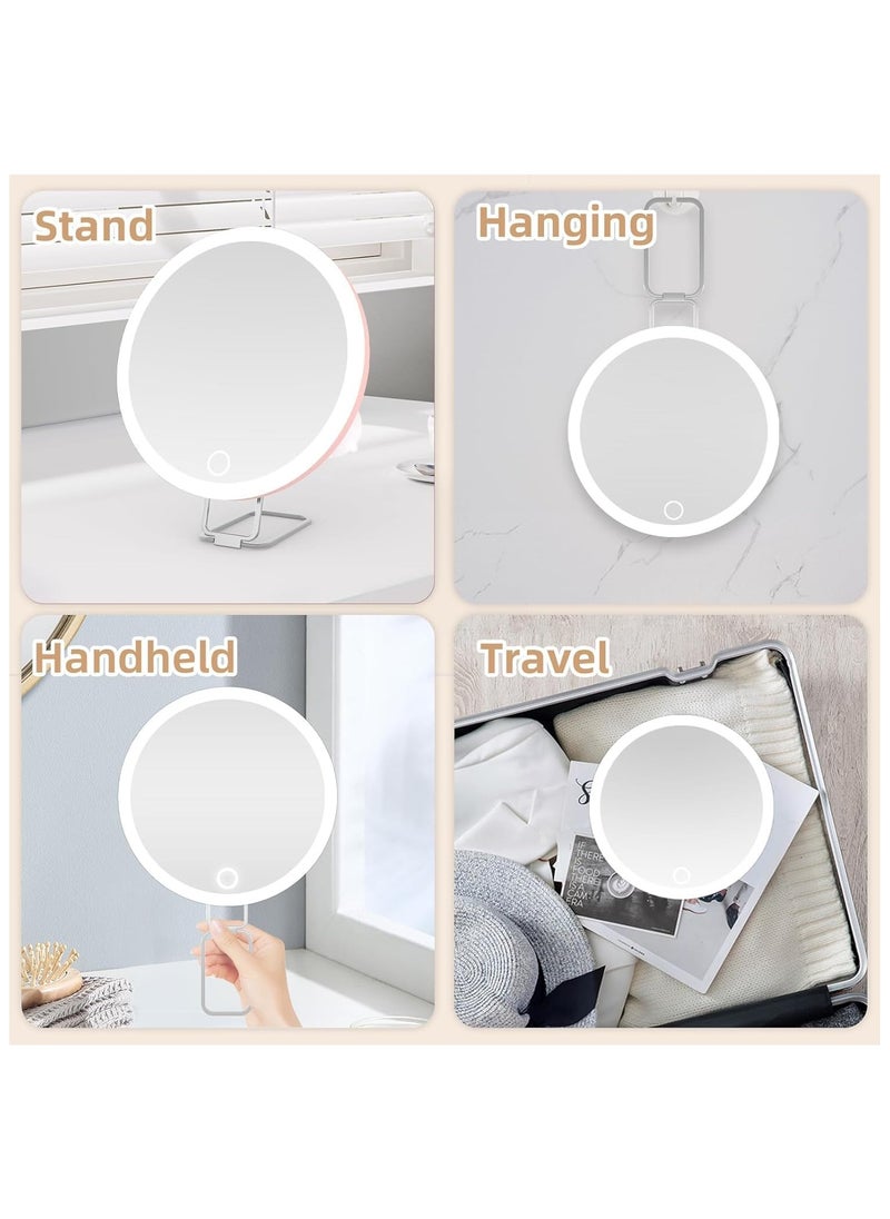 YQbest - 30X Magnifying Mirror with Lights, Large 6'' Makeup Magnifying Mirror, 30x Magnification High Magnifying Mirror, 30x Travel Magnifying Mirror with 3 Color Lights, 3 Suction Cups & Adjustable Stand - Image 1