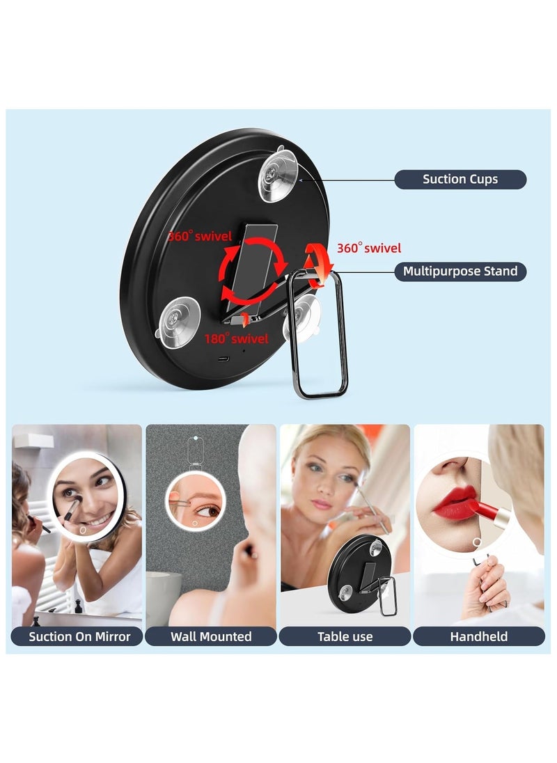 YQbest - 30X Magnifying Mirror with Lights, Large 6'' Makeup Magnifying Mirror, 30x Magnification High Magnifying Mirror, 30x Travel Magnifying Mirror with 3 Color Lights, 3 Suction Cups & Adjustable Stand - Image 1